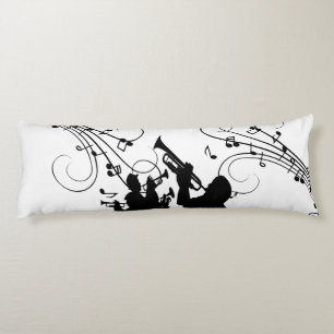 Coussins Longs Trumpet Section Musique noire et blanche
