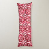 Coussins Longs Tuiles marocaines - rouge foncé et blanc (Dos (Vertical))