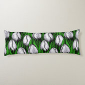 Coussins Longs Tulières blanches avec feuilles verts (Dos)