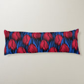 Coussins Longs Tulipes en rouge et bleu (Dos)