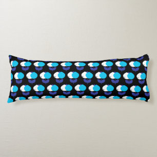 Coussins Longs Tulipes géométriques bleu et noir