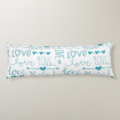 Coussins Longs Turquoise Amusement et Amour Moderne et Coeurs (Dos)
