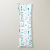 Coussins Longs Turquoise Amusement et Amour Moderne et Coeurs (Dos (Vertical))