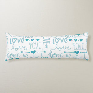 Coussins Longs Turquoise Amusement et Amour Moderne et Coeurs