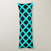 Coussins Longs Turquoise Black Checker Diamond Stripes Motif (Dos (Vertical))