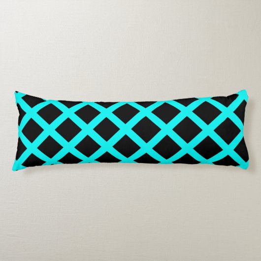 Coussins Longs Turquoise Black Checker Diamond Stripes Motif (Devant)