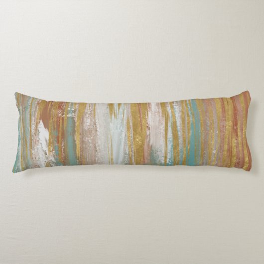 Coussins Longs Turquoise, blanc, rouge ocre et or Abstrait (Devant)