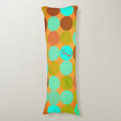 Coussins Longs Turquoise Bleu Vert & Cercles Orange Monogramme (Devant (Vertical))