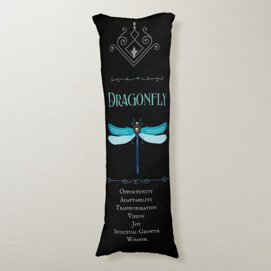 Coussins Longs Turquoise Blue Dragonfly Spirit Animal Black (Devant (Vertical))