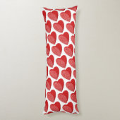 Coussins Longs Un coeur rouge rayé (Dos (Vertical))