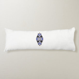 Coussins Longs un design de fleur bleue et noire