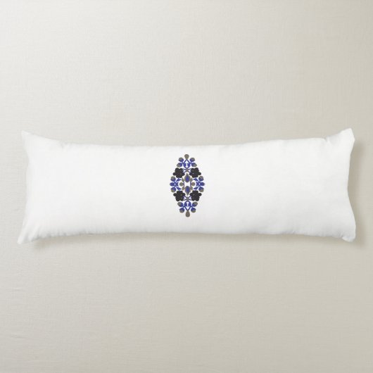 Coussins Longs un design de fleur bleue et noire (Devant)