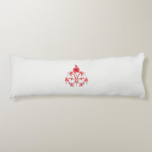 Coussins Longs un design de fleur rouge sur un arrière - plan bla (Devant)