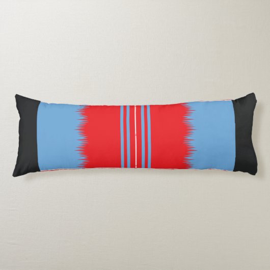 Coussins Longs un design d'un motif rouge et bleu (Devant)