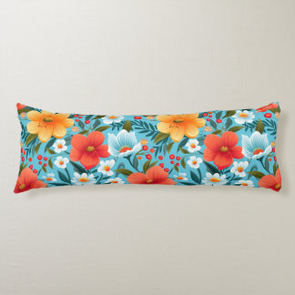 Coussins Longs Un oreiller avec un motif floral vibrant