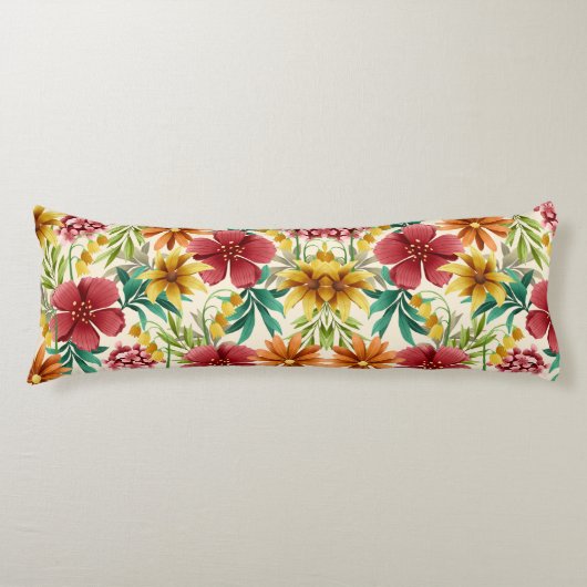 Coussins Longs Un oreiller décoratif présentant une florale vibra (Devant)