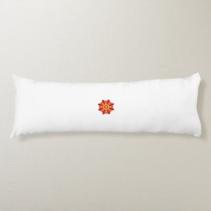 Coussins Longs une fleur rouge et jaune avec des points noirs