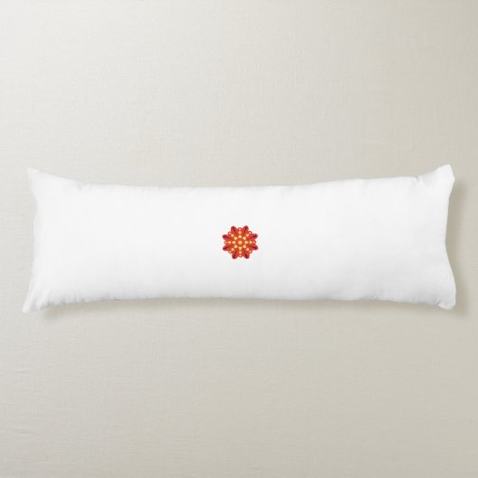 Coussins Longs une fleur rouge et jaune avec des points noirs (Devant)
