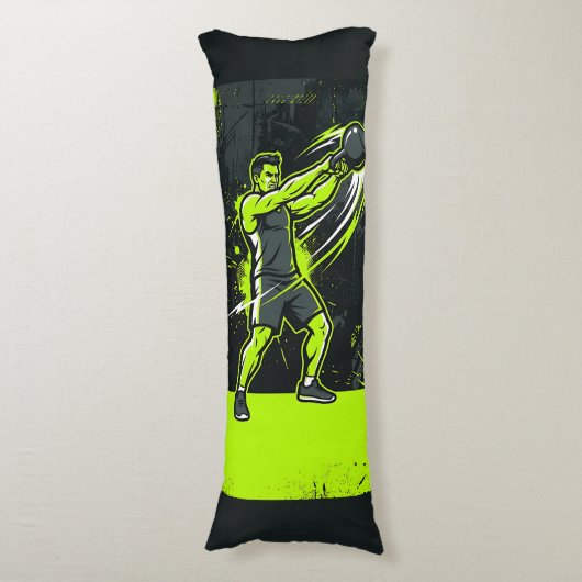 Coussins Longs Une illustration de ligne dynamique néon vert d'un (Devant (Vertical))