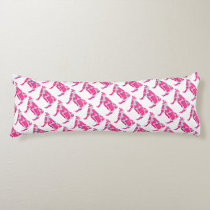 Coussins Longs Vache rose chaud et blanc Silhouette