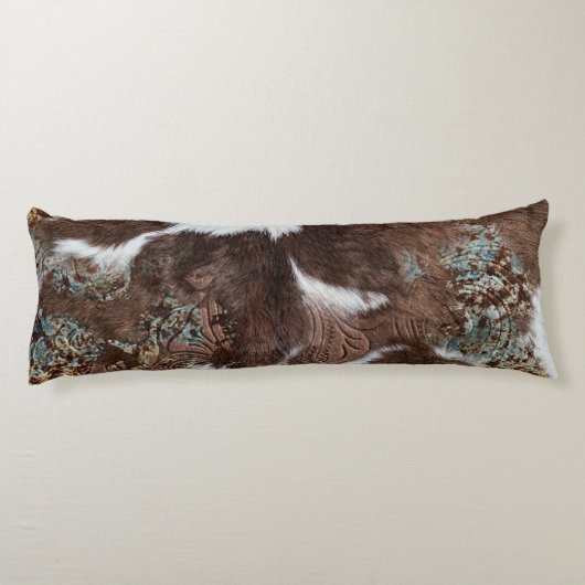 Coussins Longs Vachette de l'Ouest rustique Nom en cuir Brown (Dos)