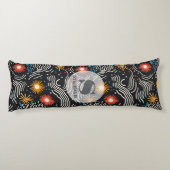 Coussins Longs Vagues florales Abstraites sur noir (Dos)