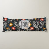 Coussins Longs Vagues florales Abstraites sur noir (Devant)