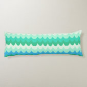 Coussins Longs Vagues géométriques bleues, vertes et Turquoises (Dos)
