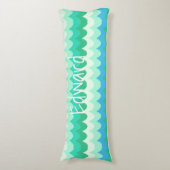 Coussins Longs Vagues géométriques bleues, vertes et Turquoises (Devant (Vertical))