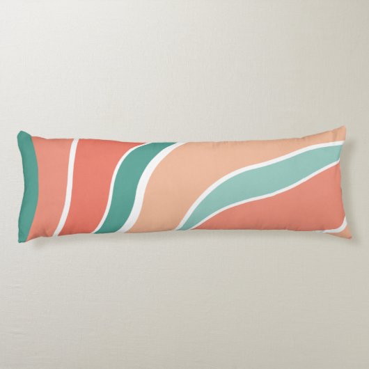 Coussins Longs Vagues rétro - Orange et vert (Dos)