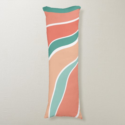 Coussins Longs Vagues rétro - Orange et vert (Devant (Vertical))