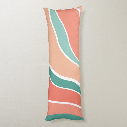 Coussins Longs Vagues rétro - Orange et vert (Dos (Vertical))