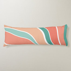 Coussins Longs Vagues rétro - Orange et vert