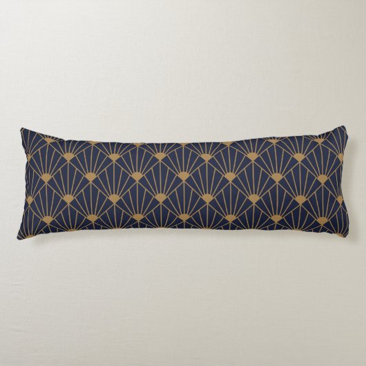 Coussins Longs Ventilateur Gold Navy Blue Art Déco (Devant)