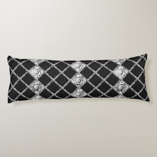 Coussins Longs vérifier le motif noir blanc (Dos)