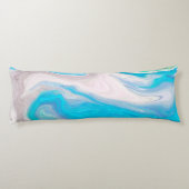 Coussins Longs Verre de mer Bleu et Marbre vert Fluide Art (Dos)