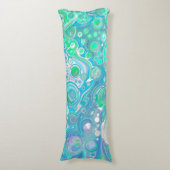 Coussins Longs Verre de mer Bleu et Marbre vert Fluide Art (Devant (Vertical))