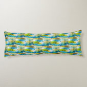 Coussins Longs Vert abstrait d'aquarelle, bleu (Dos)