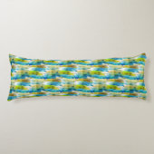 Coussins Longs Vert abstrait d'aquarelle, bleu (Devant)