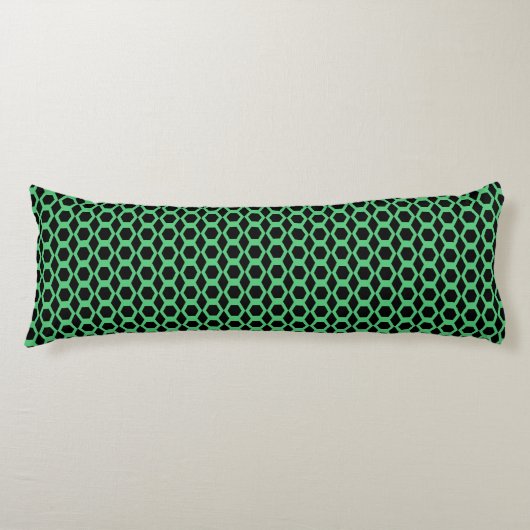 Coussins Longs Vert émeraude motif hexagone noir (Devant)