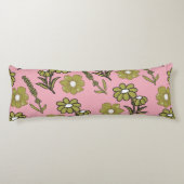 Coussins Longs Vert rose rétro Y2K Funky Hippie Flower Motif (Dos)