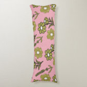 Coussins Longs Vert rose rétro Y2K Funky Hippie Flower Motif (Devant (Vertical))