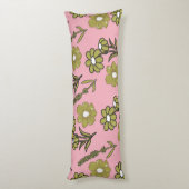 Coussins Longs Vert rose rétro Y2K Funky Hippie Flower Motif (Dos (Vertical))