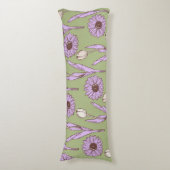 Coussins Longs Vert violet rétro Y2K Funky Hippie Flower Motif (Devant (Vertical))