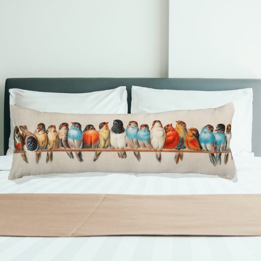 Coussins Longs Vestige de style vintage d'oiseaux perchés