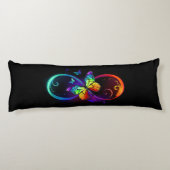 Coussins Longs Vibrant infinity with rainbow butterfly on black (Dos)