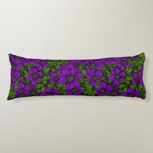 Coussins Longs Vigne de Clematis pourpre