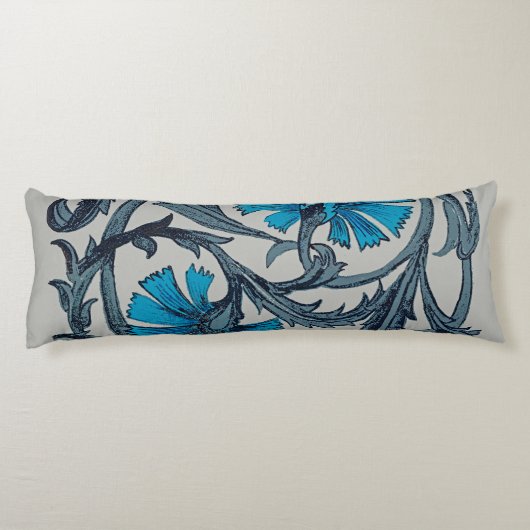 Coussins Longs vintage bleu antique fleurs artisanat rustique (Dos)