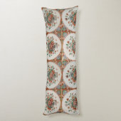 Coussins Longs Vintage Floral Terracotta Carreaux Motif (Dos (Vertical))