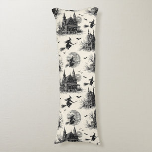 Coussins Longs Vintage Haunted House and Witch Toile Motif (2)
